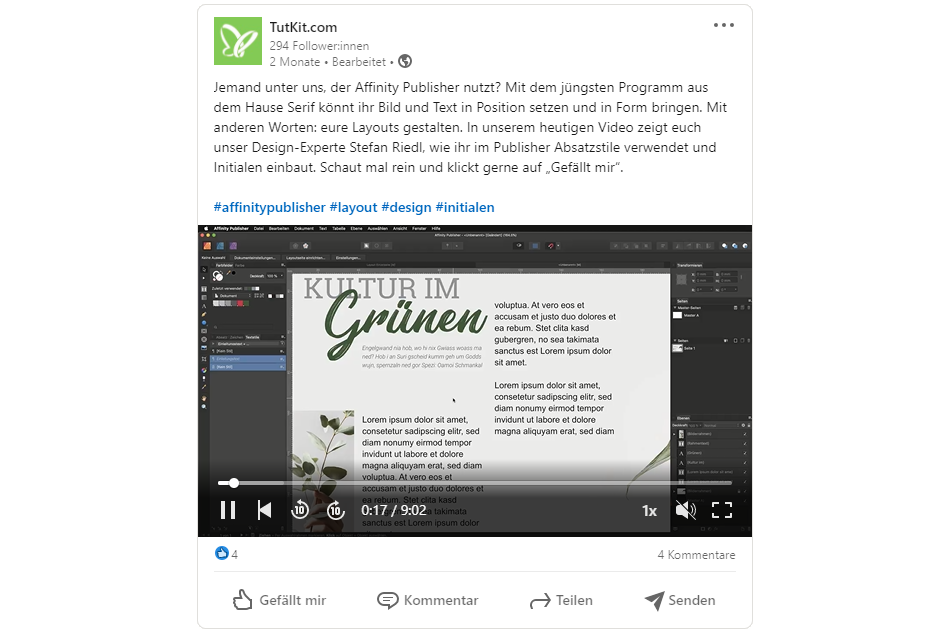 Mit Verwendung von Hashtags hoffen auch wir auf eine größere Reichweite. Schauen wir mal ;-). Social-Media-Beitrag mit Verwendung von Hashtags