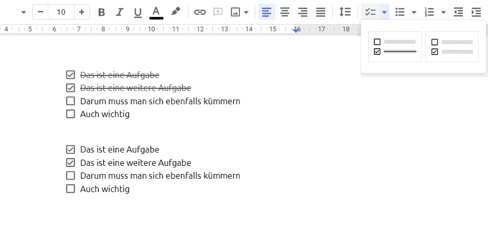 Listas de control en Google Docs