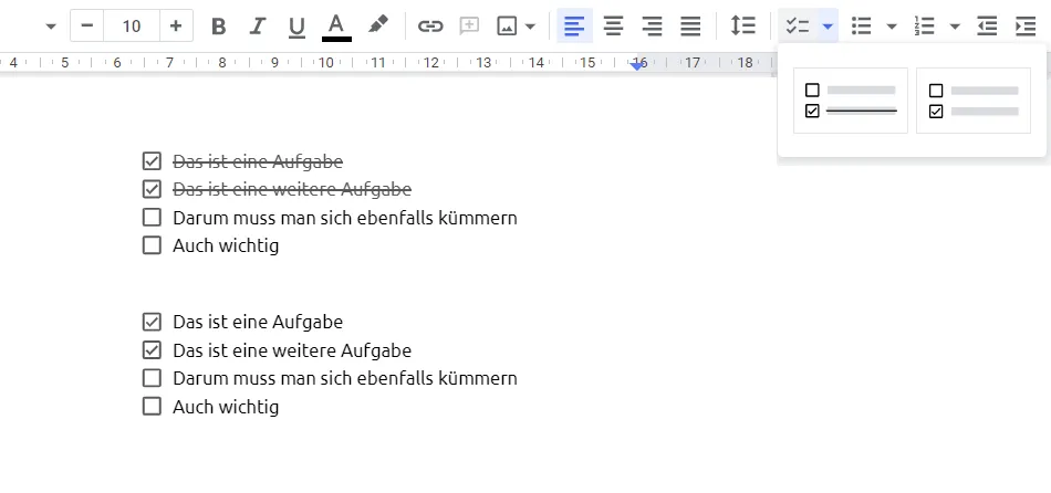 Checklisten in Google Docs