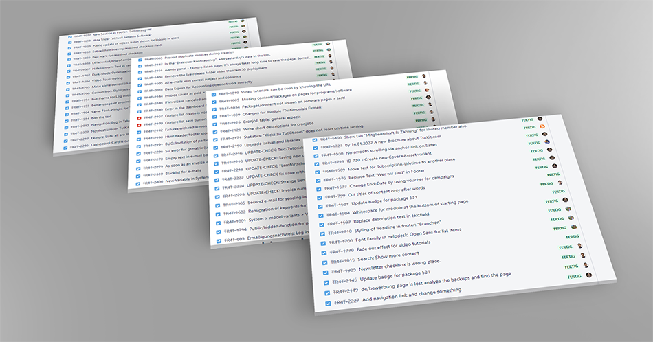 Bugs beseitigen und Verbesserungen vornehmen: über 600 Tickets konnten wir 2022 bearbeiten. Liste mit Tickets, die 2022 bearbeitet wurden