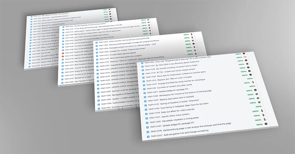 Tickets, die zur Weiterentwicklung in 2022 bearbeitet wurden