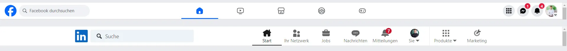 Notification-Trigger bei Facebook und LinkedIn