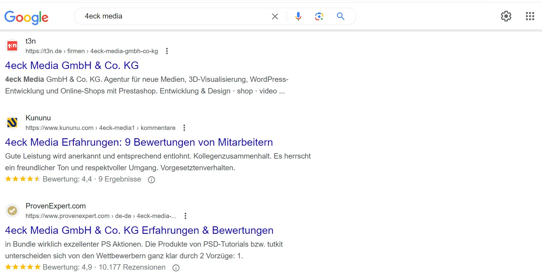 Kununu-Account in den Google SERP