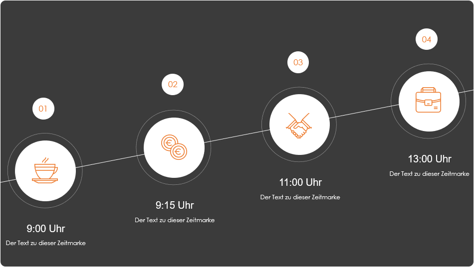 Design-Beispiel für einen Zeitstrahl in PowerPoint Design-Beispiel für einen Zeitstrahl in PowerPoint