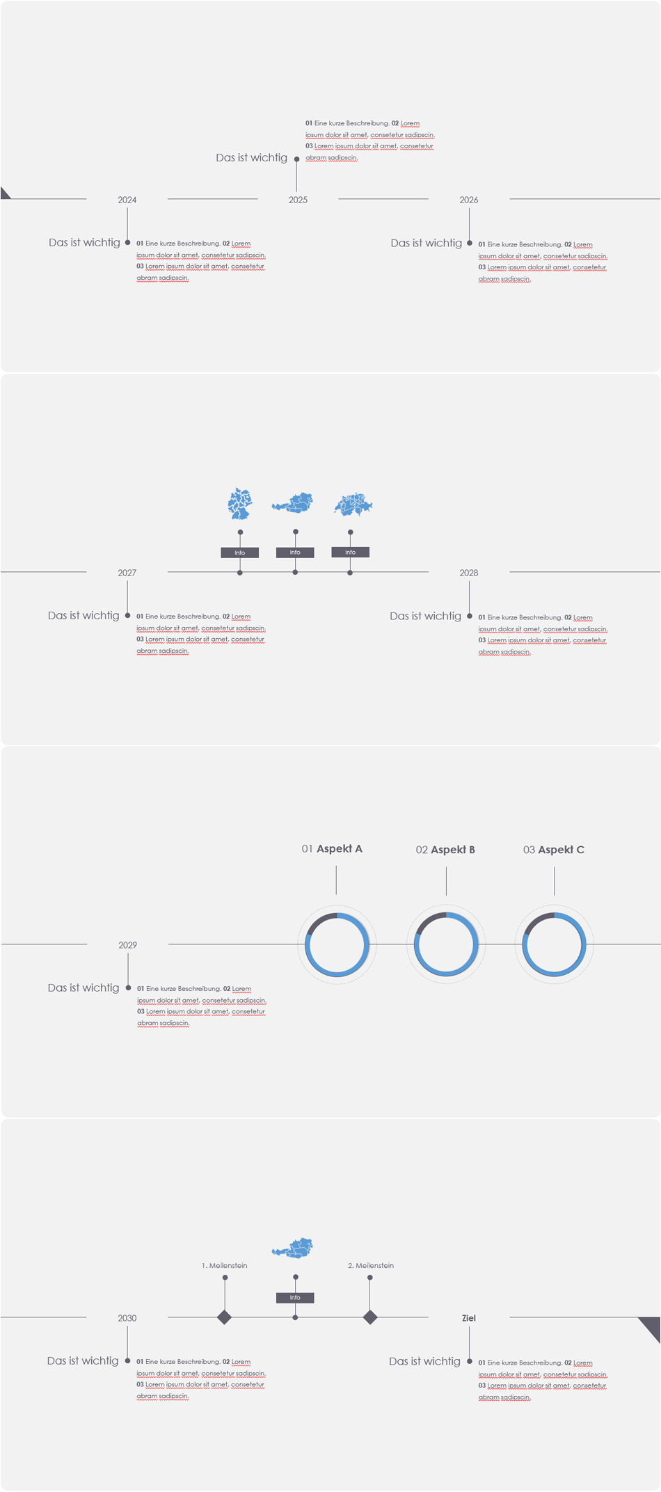 Design-Beispiel für einen Zeitstrahl in PowerPoint Design-Beispiel für einen Zeitstrahl in PowerPoint