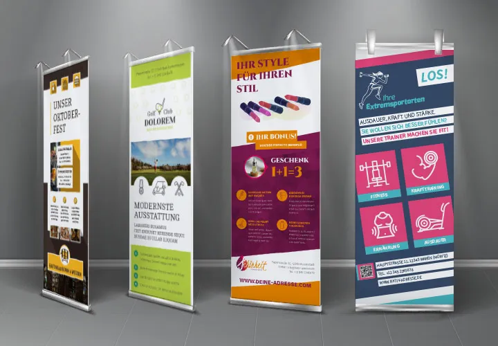 Roll-up-Banner e template per roll-up come chiave per la promozione delle vendite.