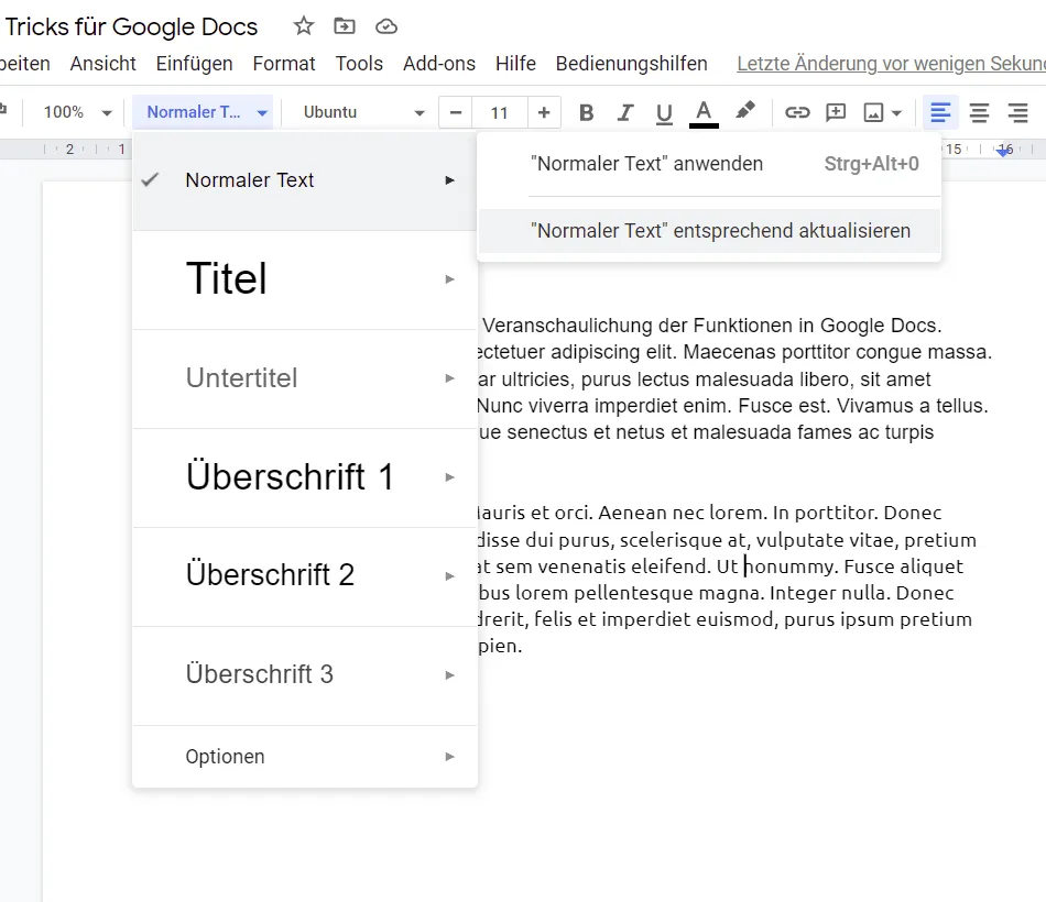 Tip Google Docs: Memperbarui gaya standar