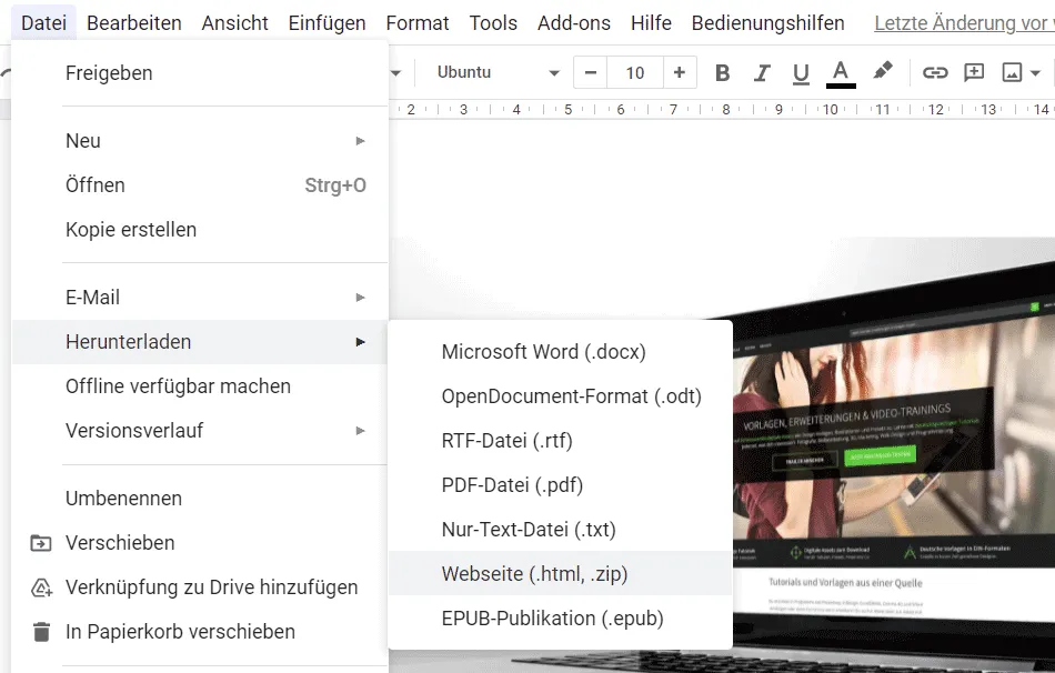 Bilder in maximaler Qualität aus einem Google Docs-Dokument herunterladen