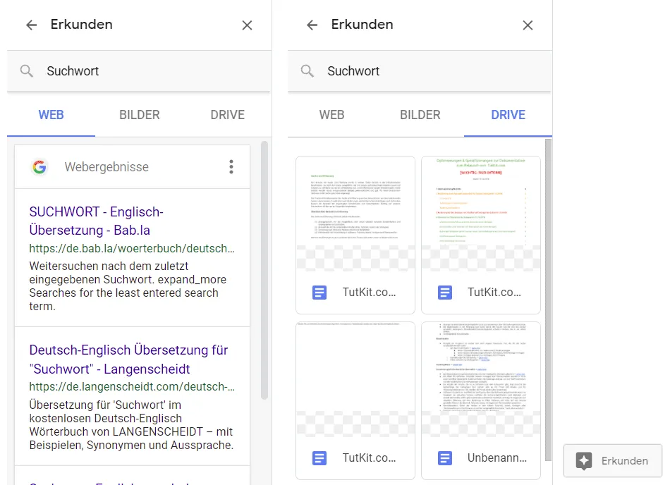 Die Erkunden-Funktion von Google Docs für die Recherche