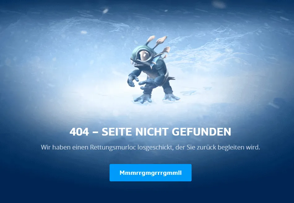 Microcopy auf 404-Seite der Firma Blizzard