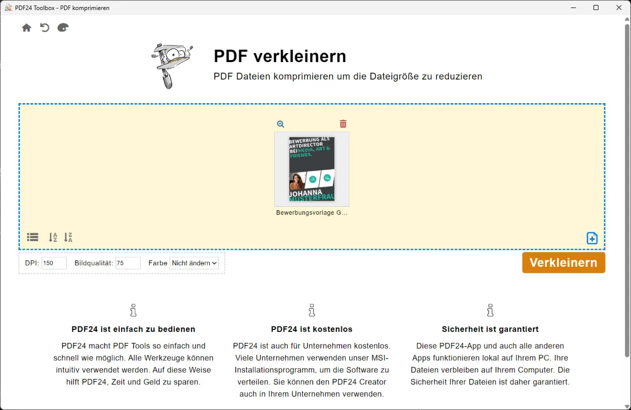 PDF komprimieren - Kostenlos mit der PDF24 Toolbox