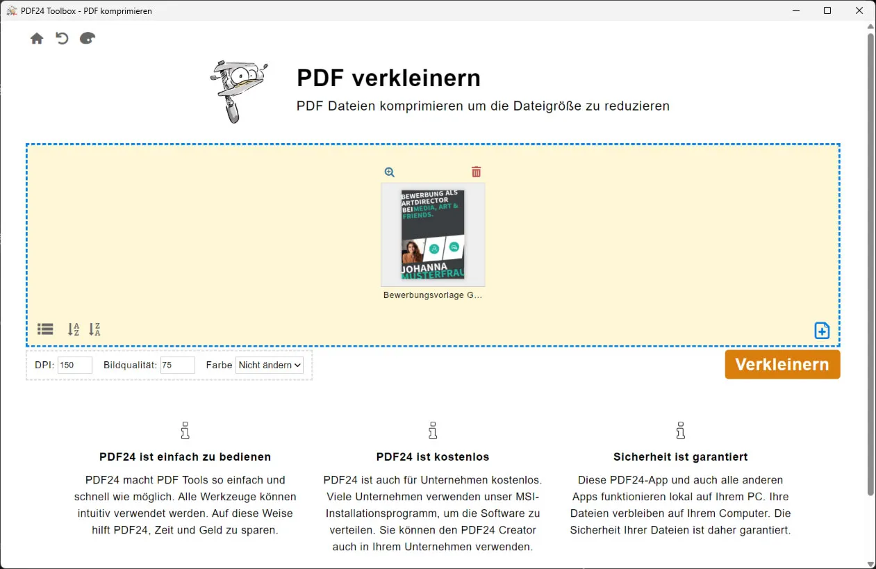 PDF 압축 - PDF24 툴박스를 사용하여 무료로 가능합니다