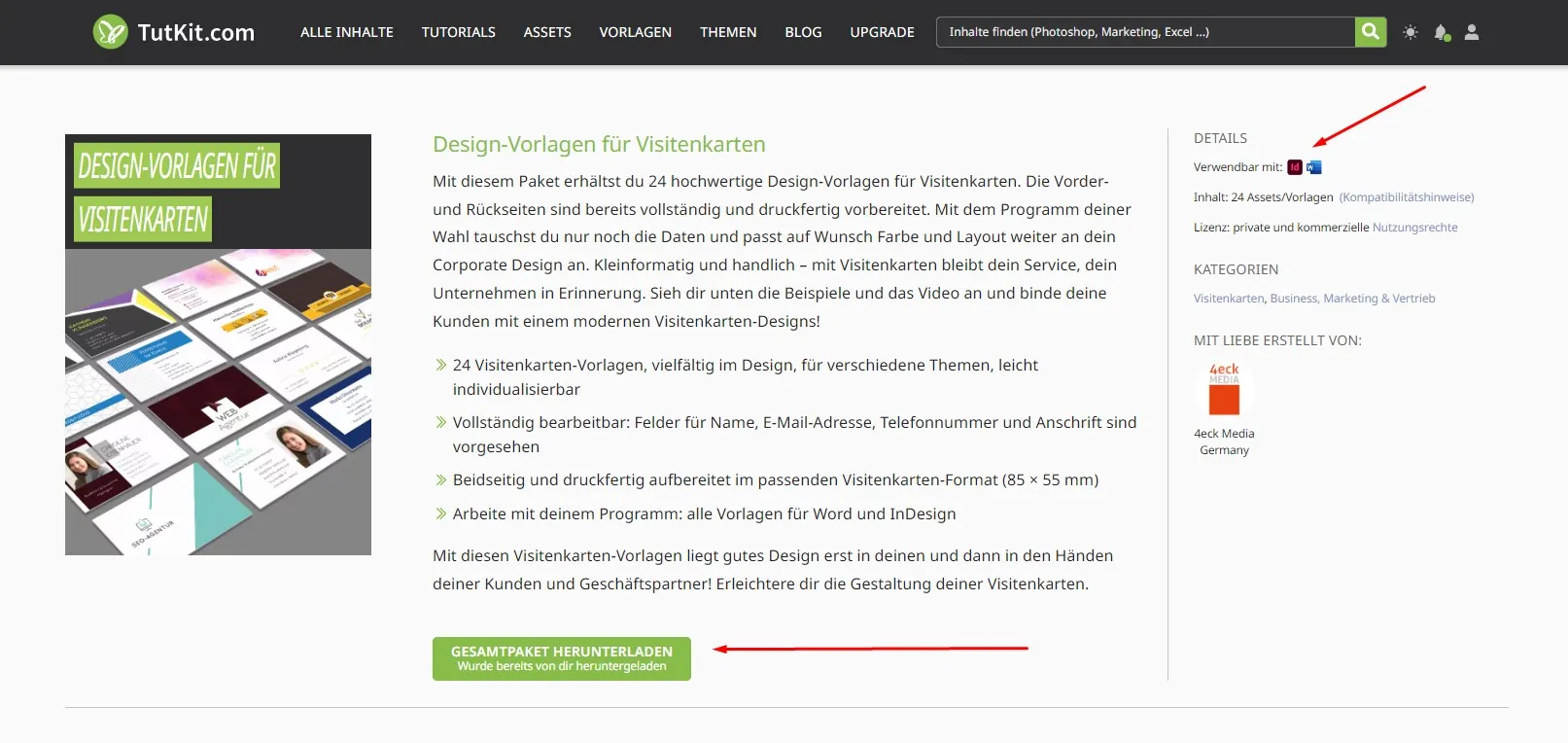 Visitenkarten vorlagen word, inDesign 1