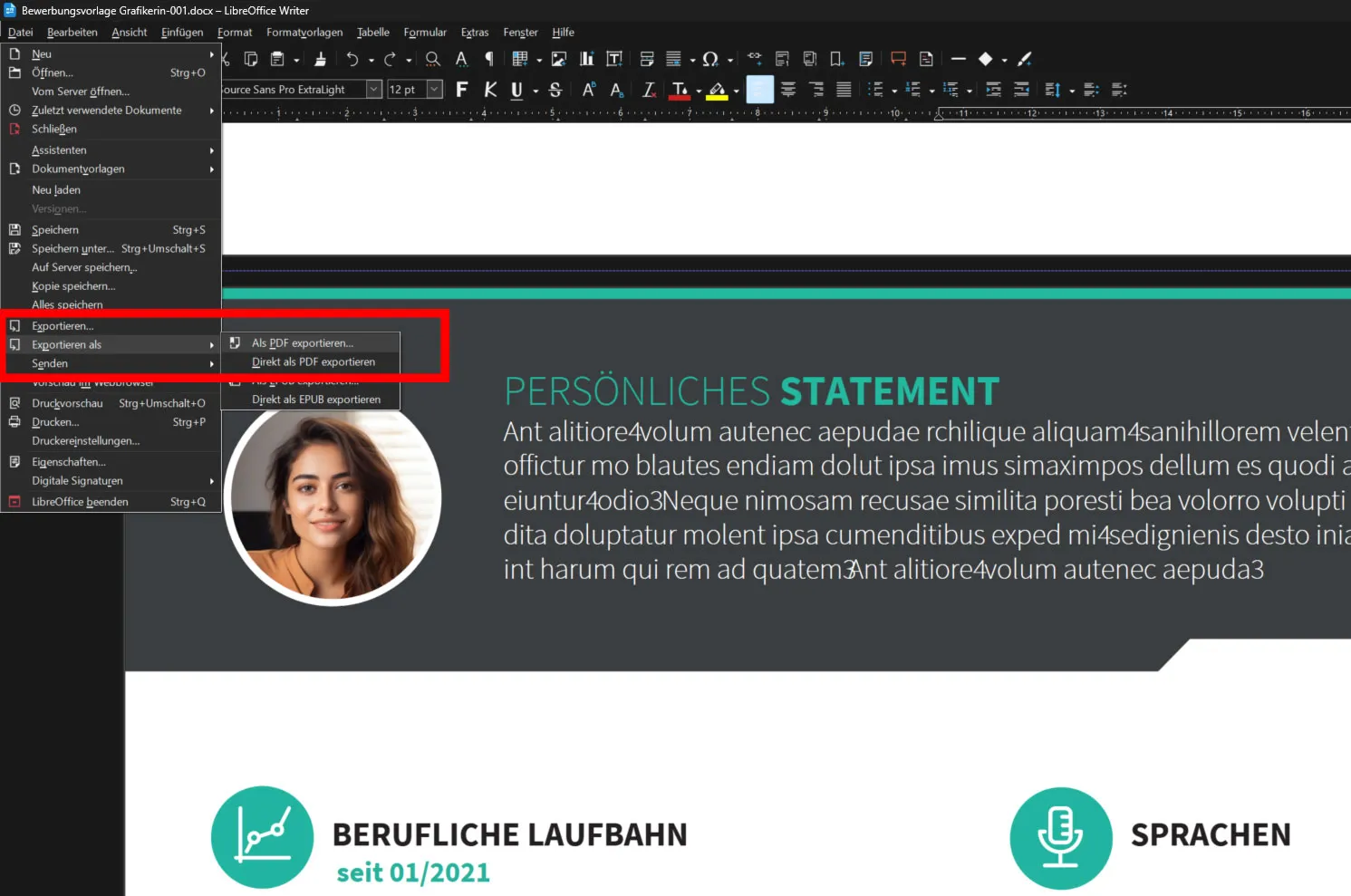 Convertire documenti Word in PDF gratuitamente - Libre Office.