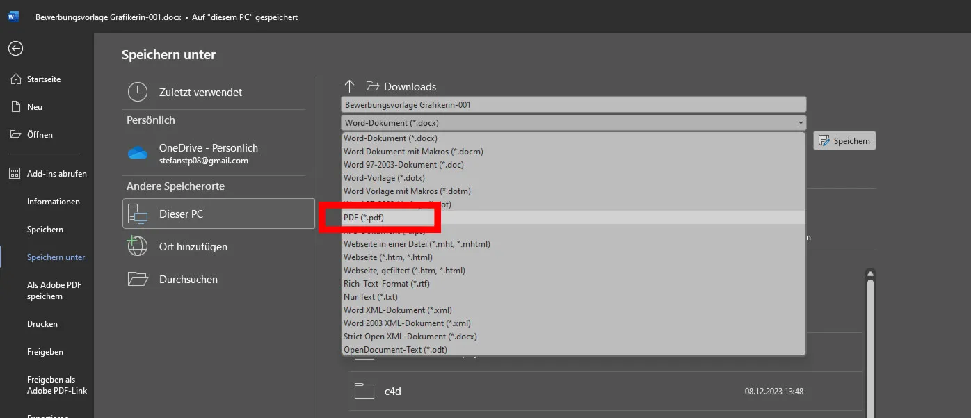 Convertire documenti Word in PDF gratuitamente - MS Word.