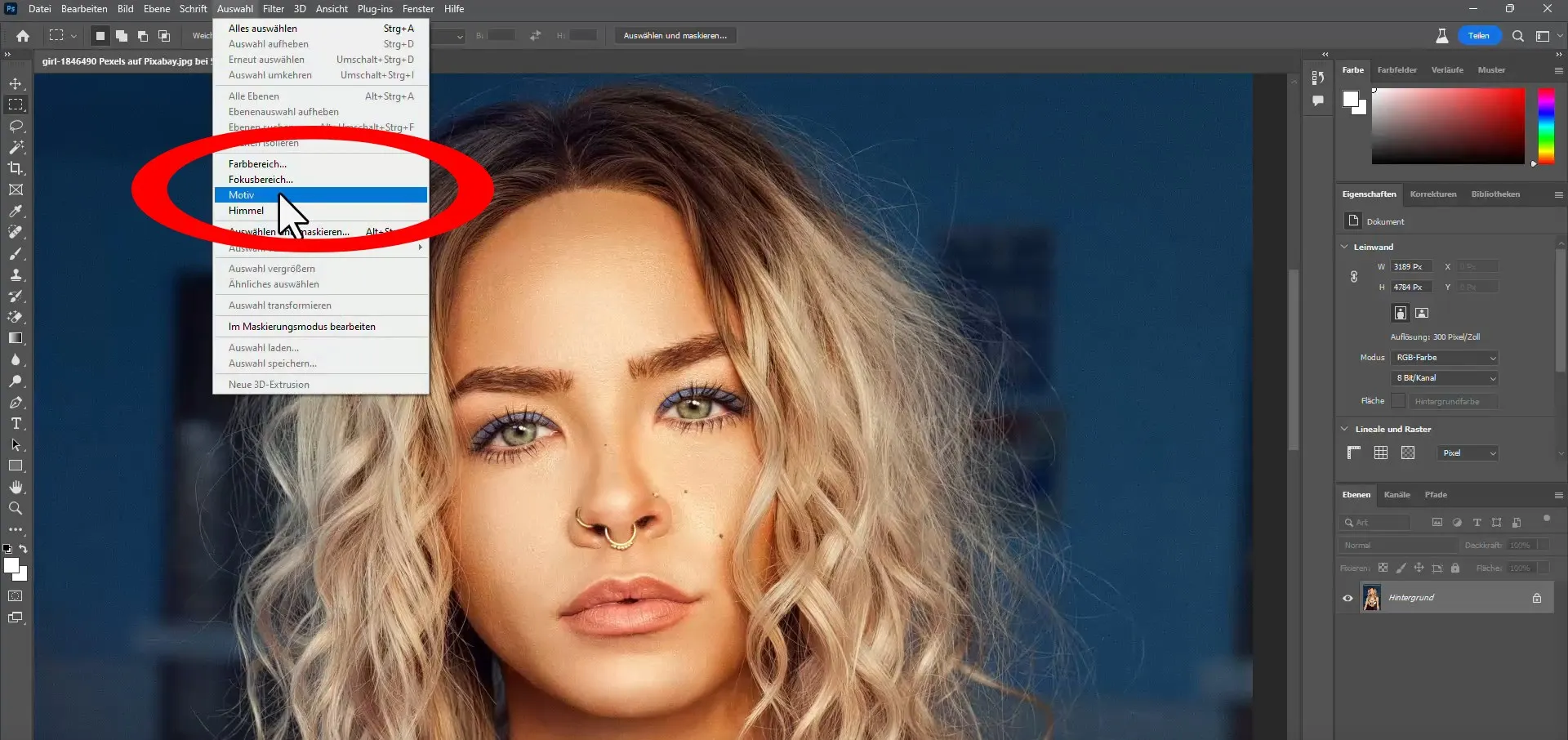 Photoshop을 사용하여 이미지 배경을 제거하는 방법: 대상 선택