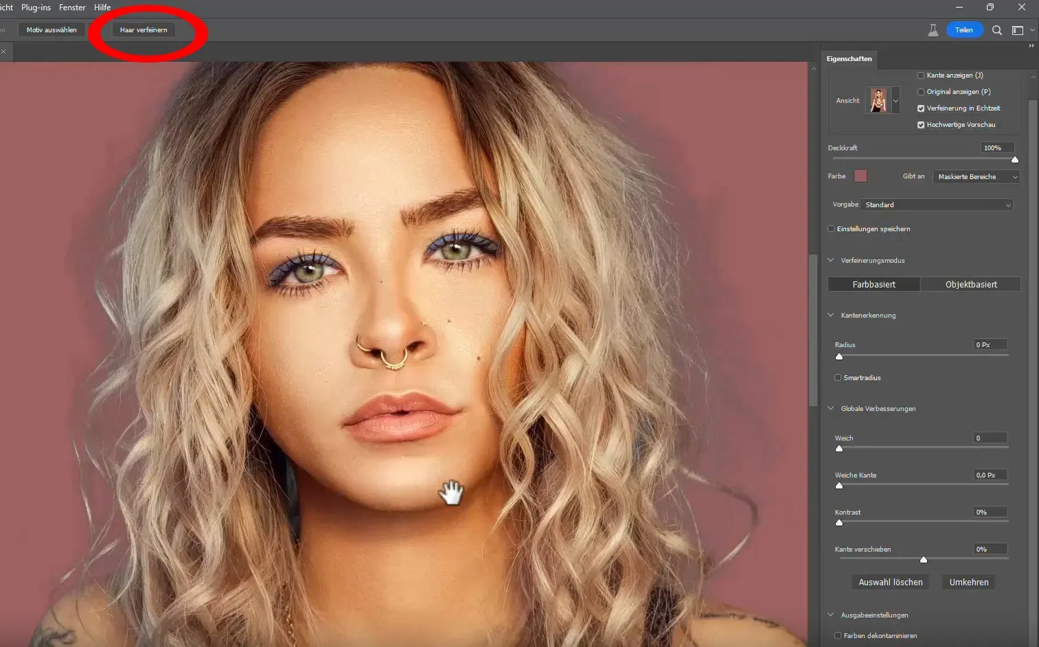 Bilder freistellen mit Photoshop: Verbesserungen bei Haaren (Hintergrund entfernen in Photoshop)