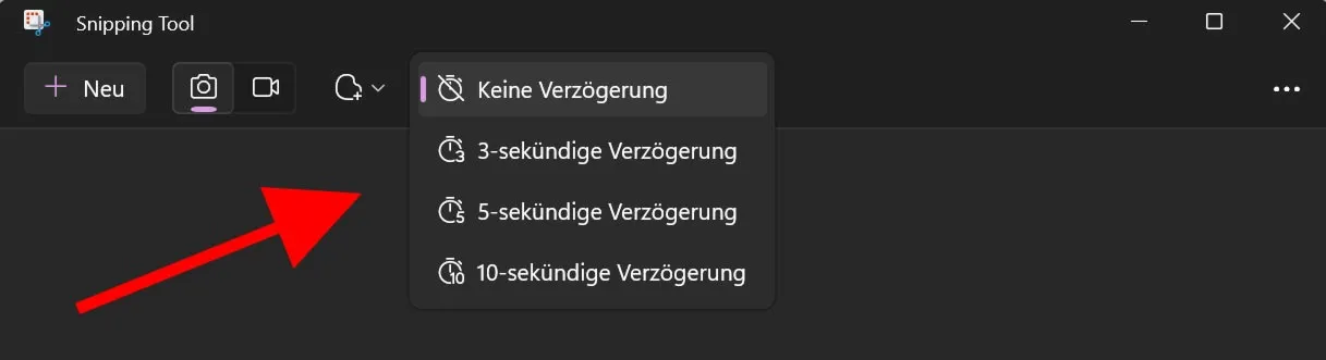Создание скриншотов с помощью инструмента вырезки Windows с задержкой по времени.