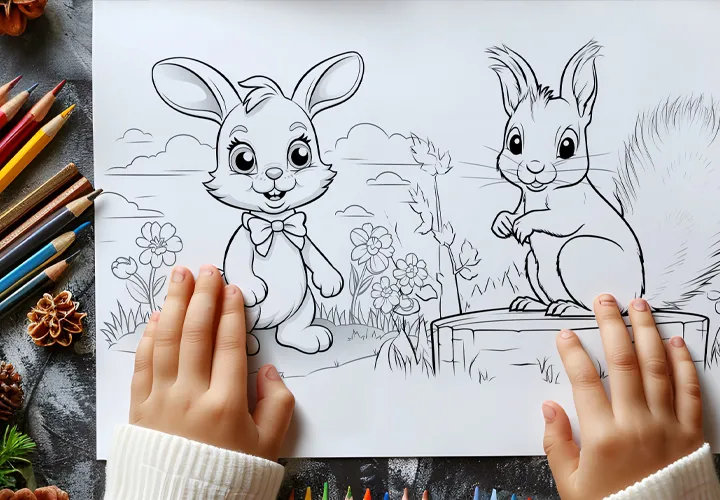 Hayvanlarla boyama sayfaları: Çocuklar için yaratıcı eğlence