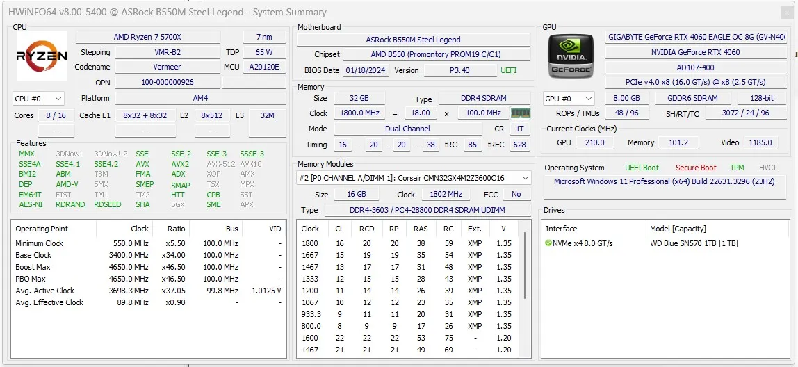 B550m Ryzen 5700x