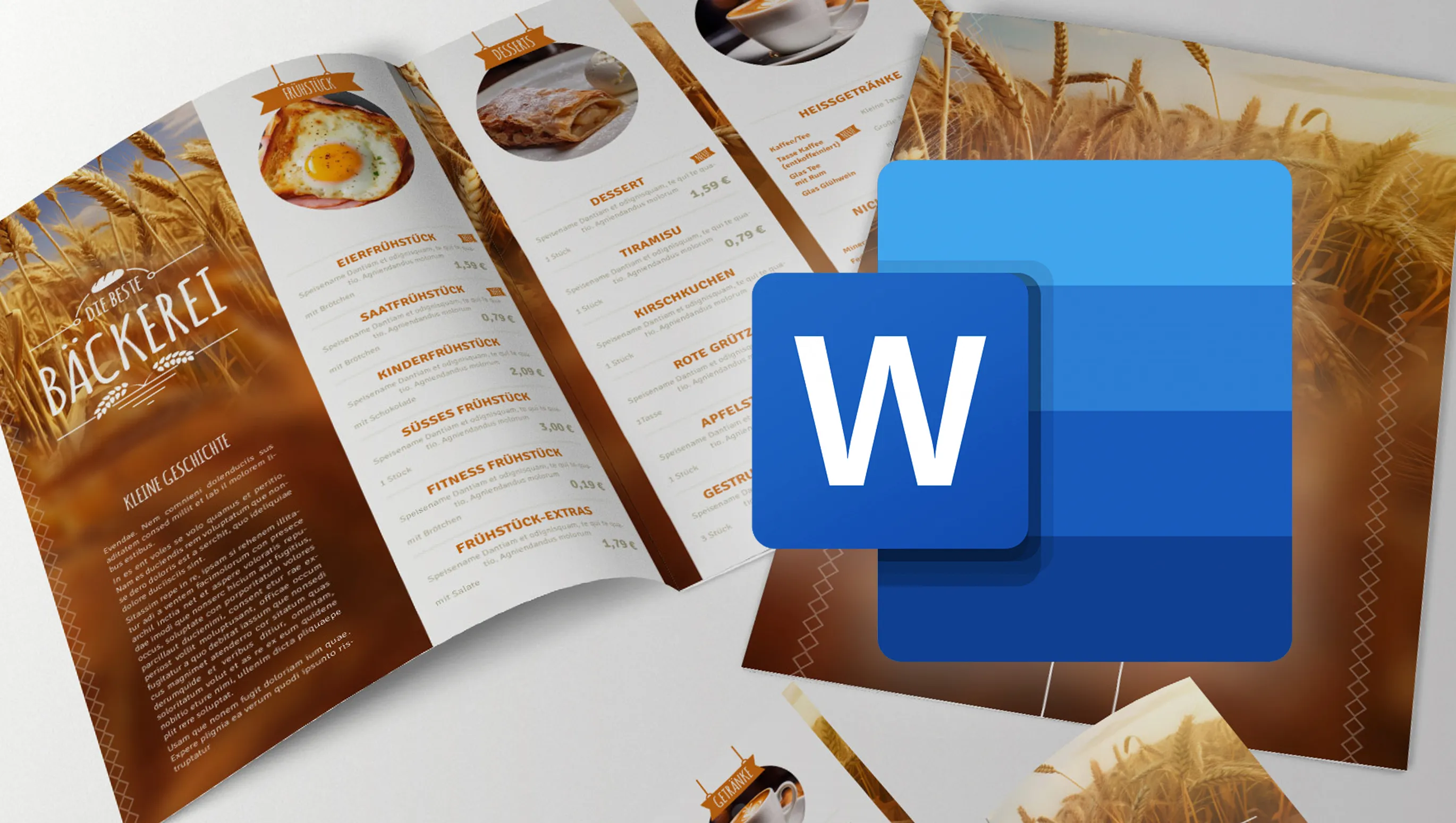 Eine Speisekarte mit einer Vorlage in Word erstellen