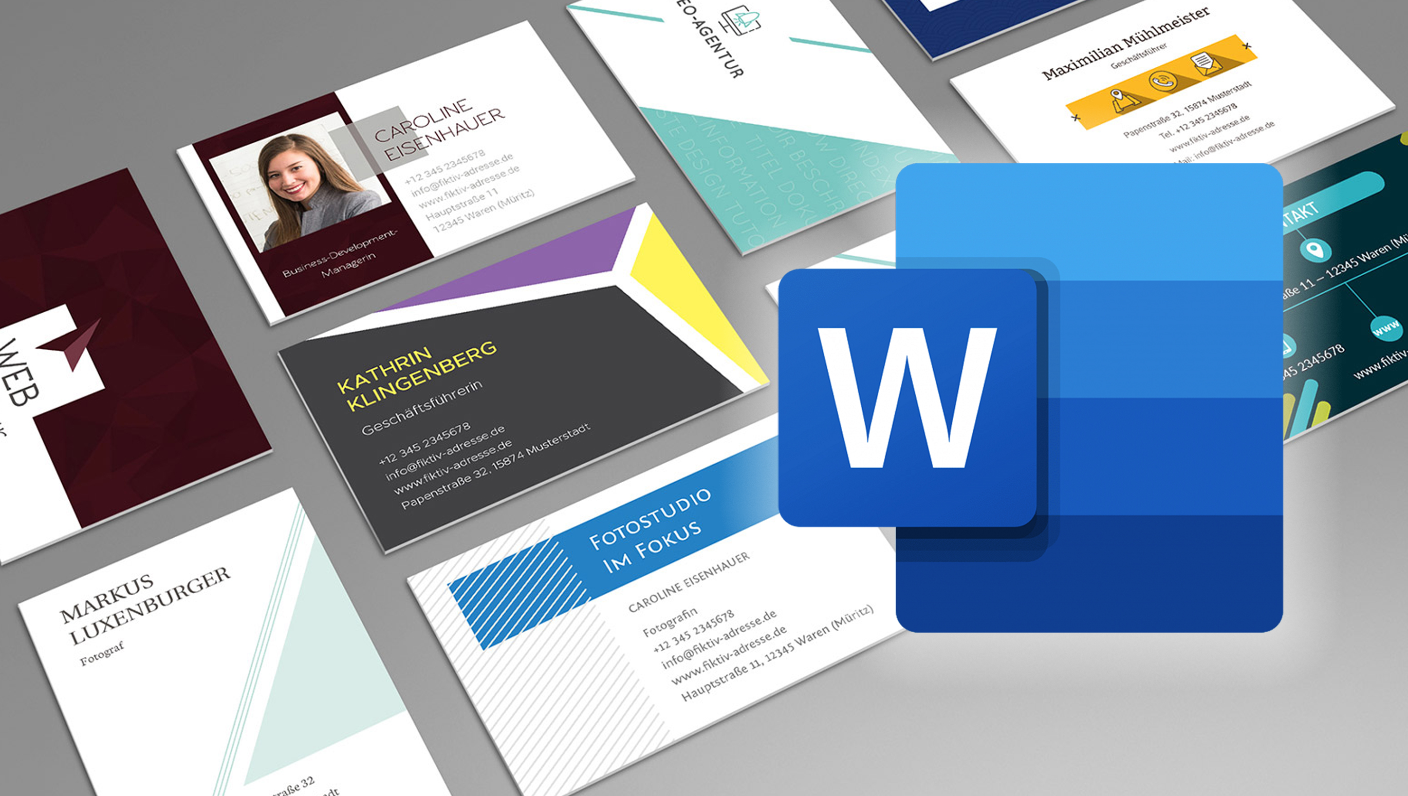 Opret et visitkort i Word med en skabelon