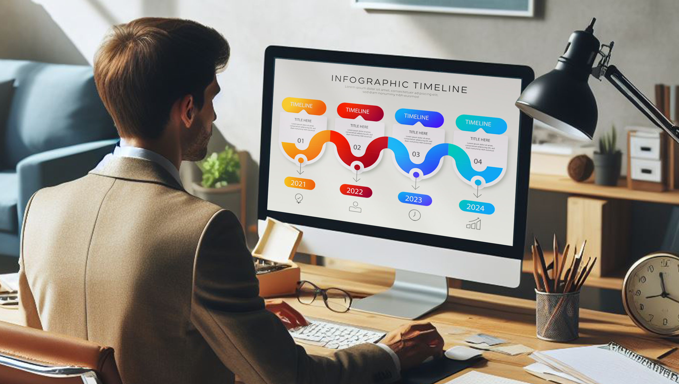Luoda aikajanagrafiikka PowerPoint-pohjien avulla