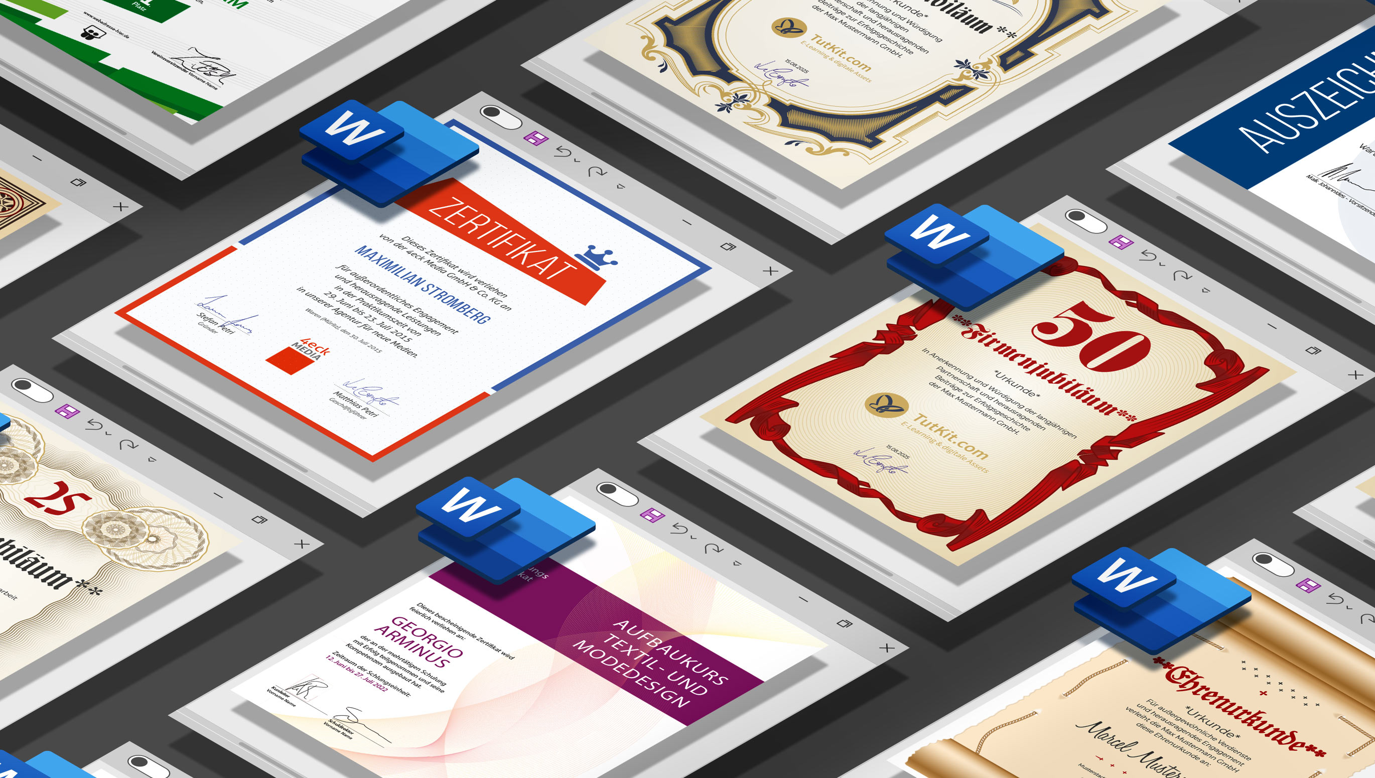 Erstellung von Zertifikatvorlagen in Word Titel