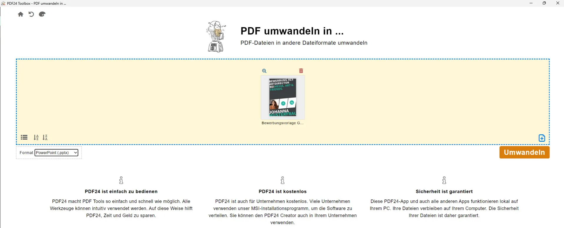 PDF를 PowerPoint으로 저장하는 방법: 무료로 변환하는 가장 빠른 방법 - pdf24-toolbox