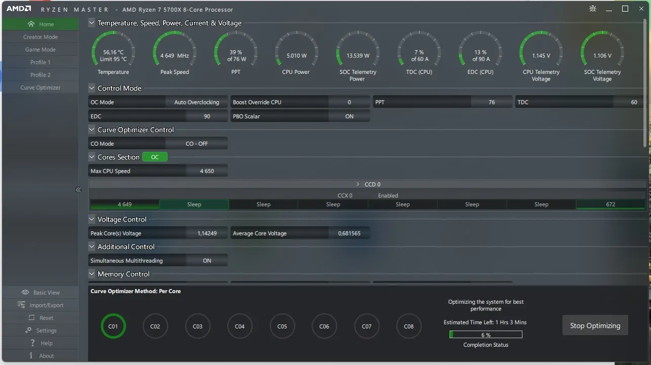 Ryzen Master 5700x