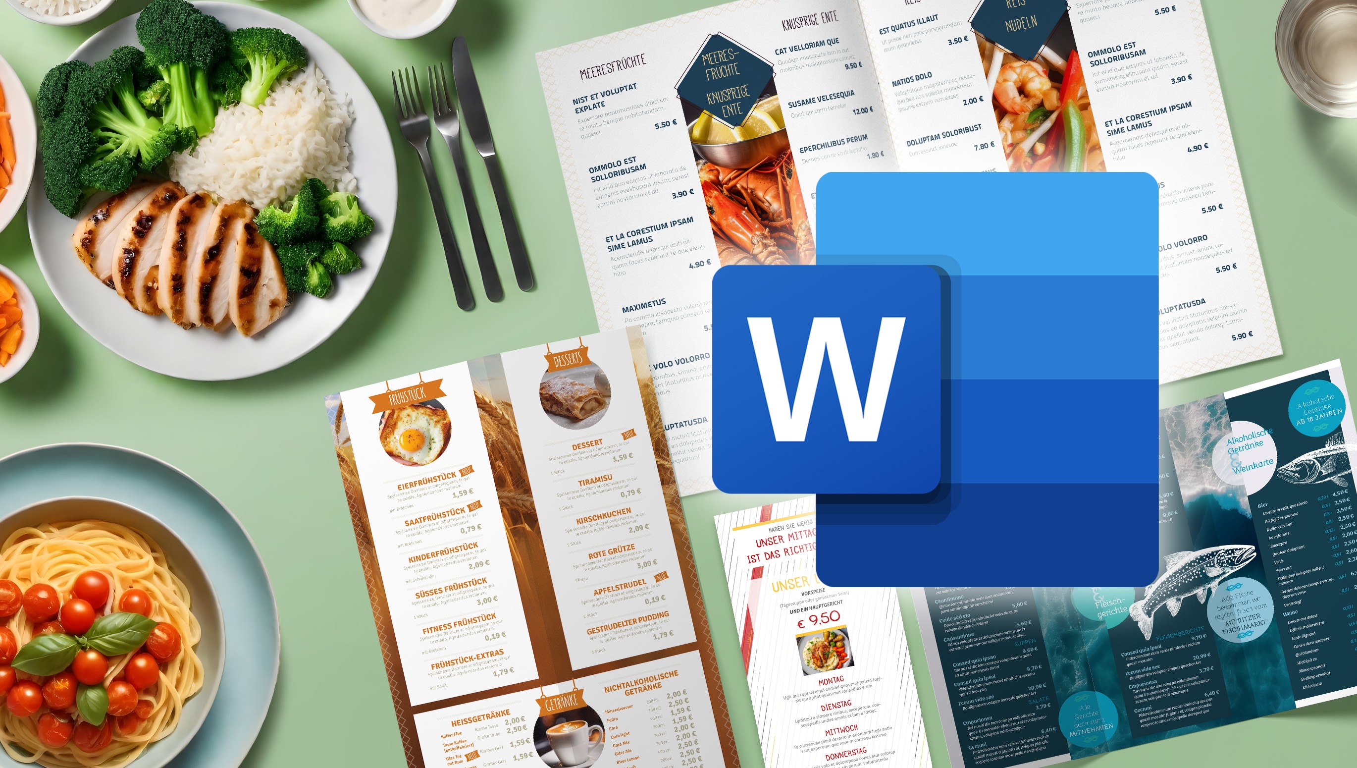 Menu templates in Word format