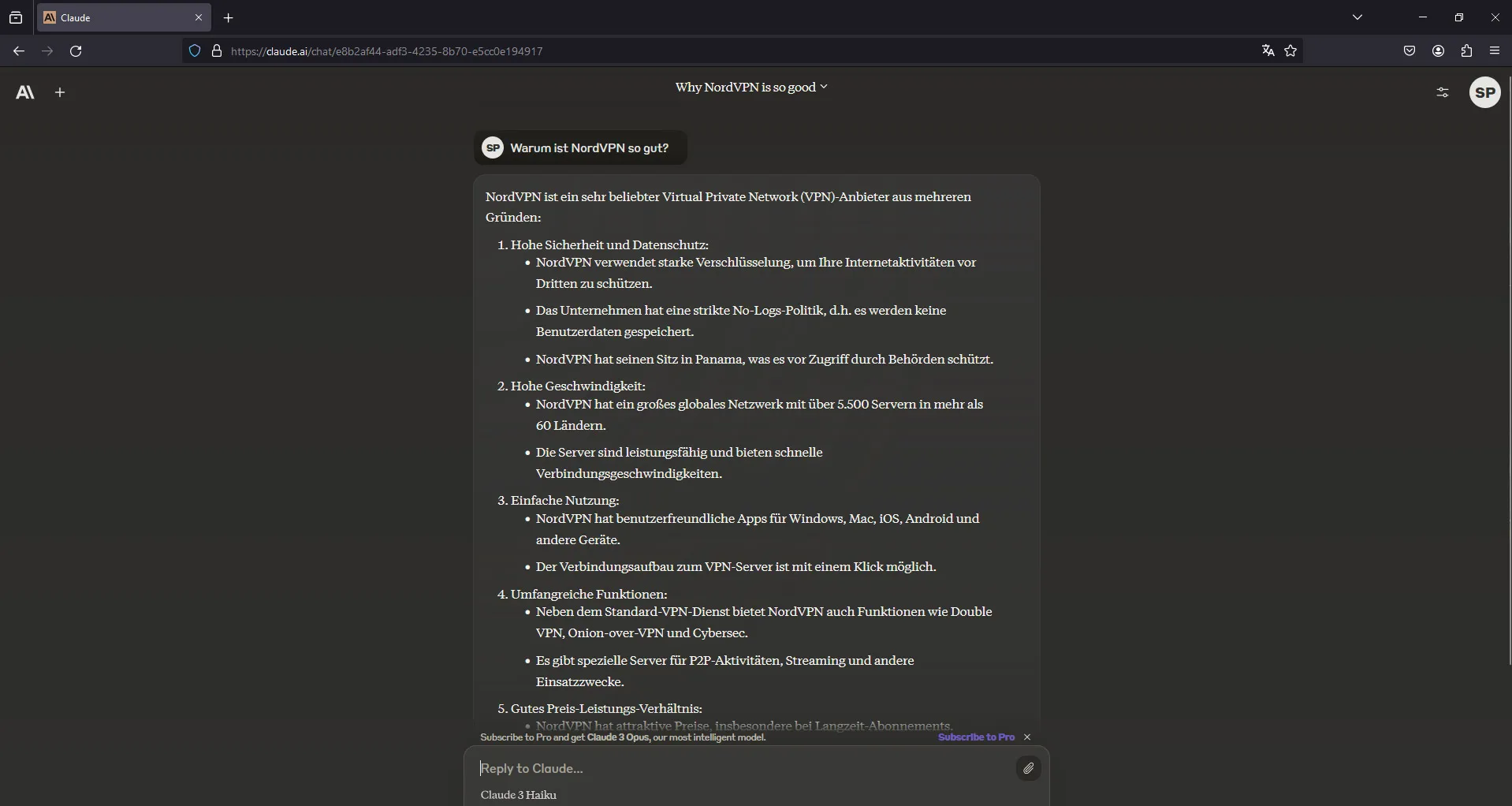 Claude AI über VPN