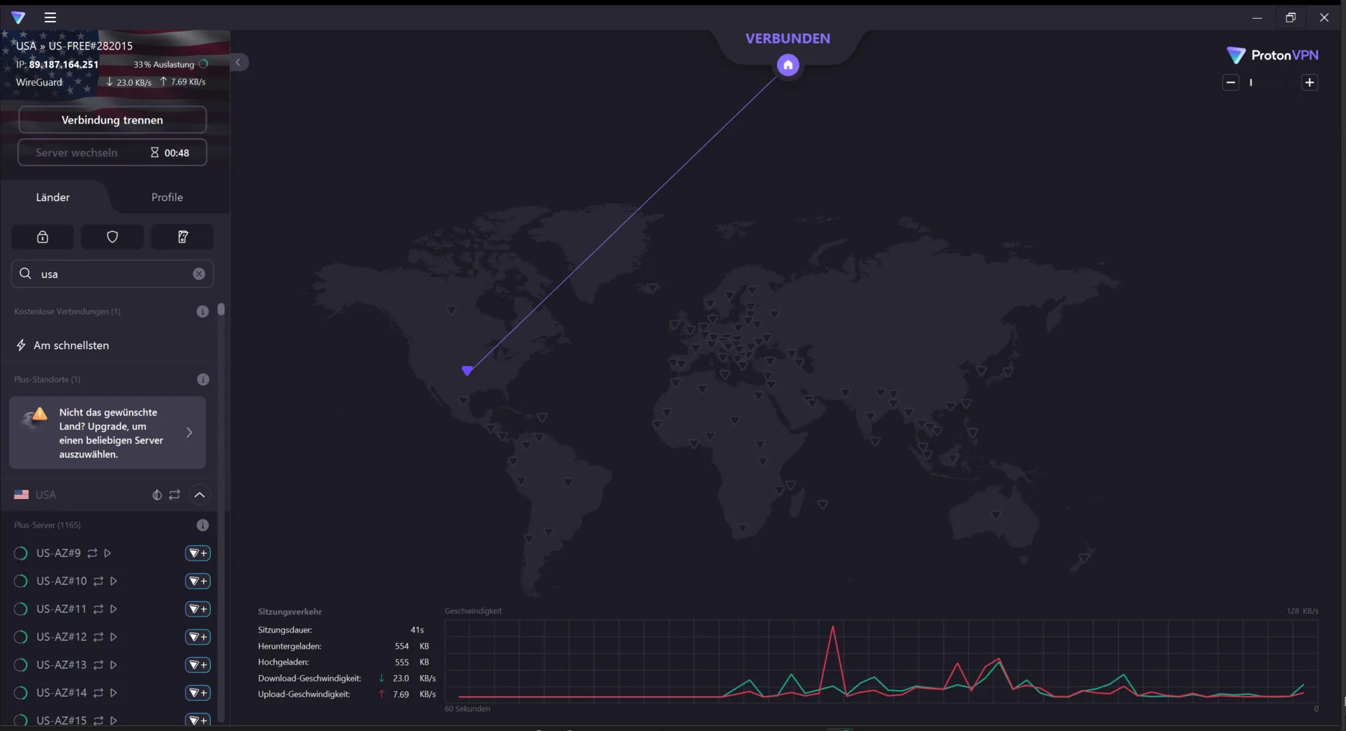 Proton VPN in azione.