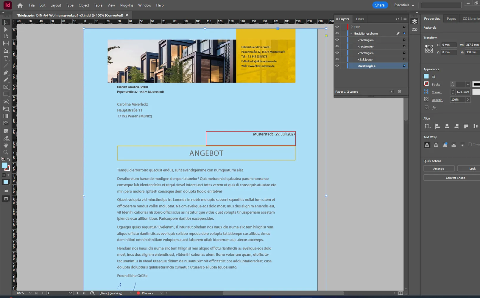 Шаблон листівки в InDesign