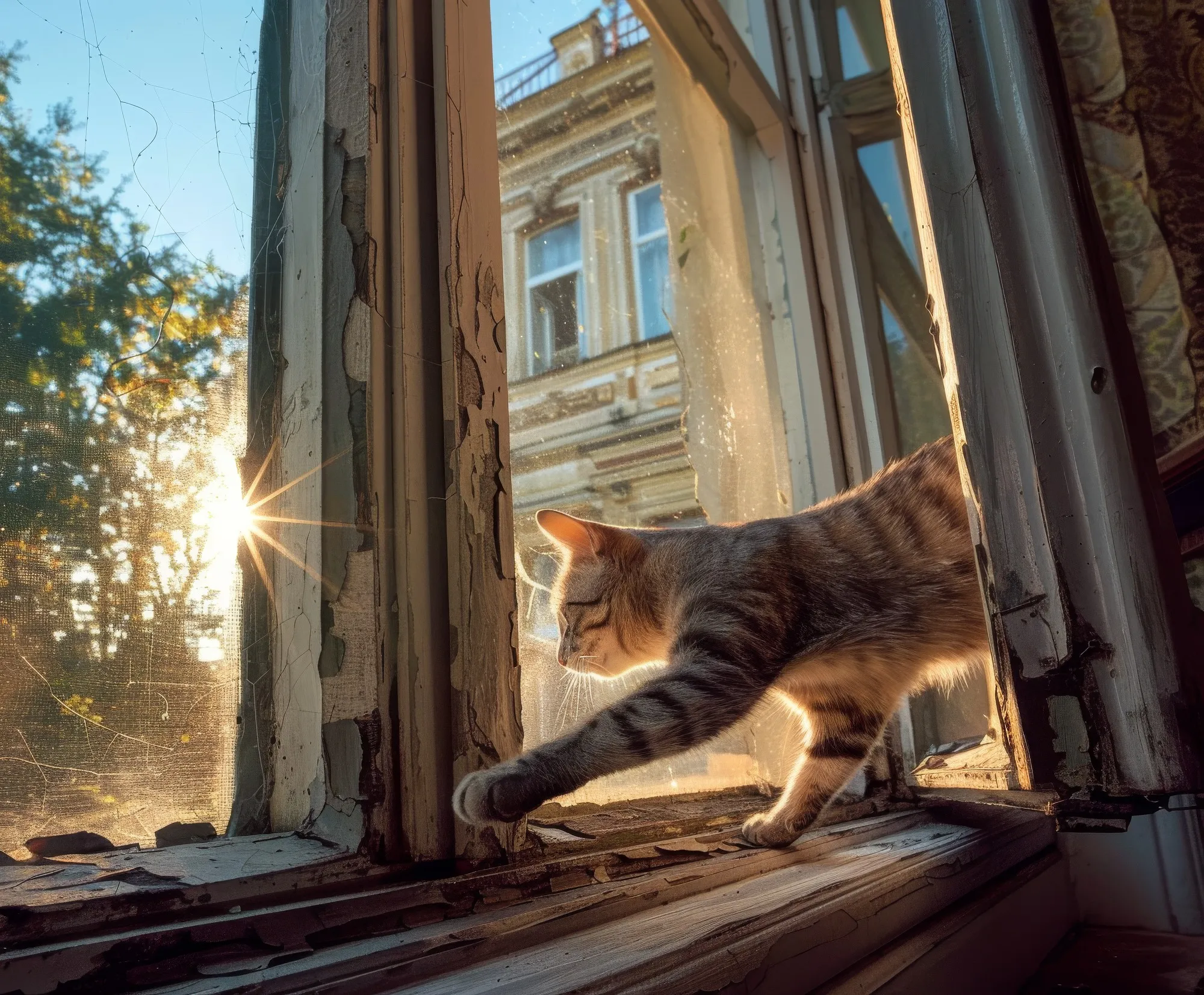Доброе утро с кошкой у окна