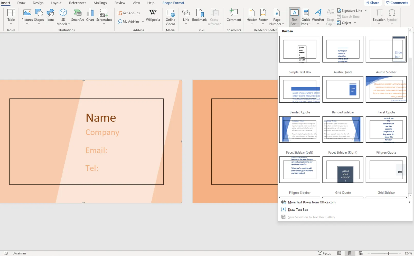 business card templates for Word