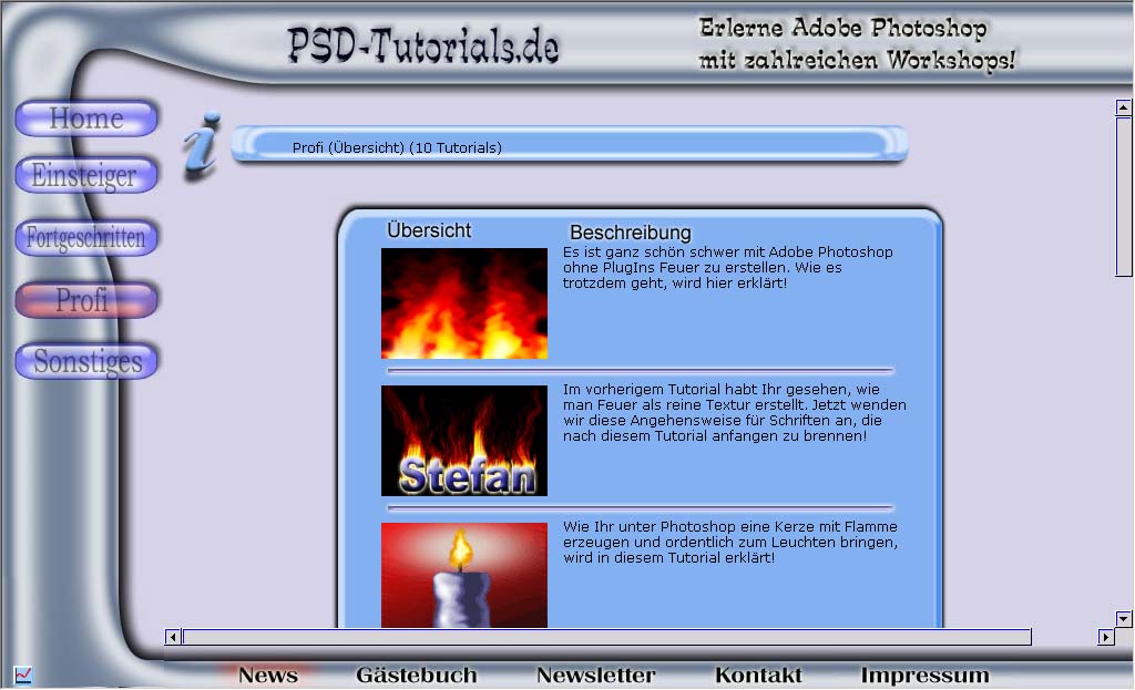 PSD-Tutorials.de im Jahr 2003