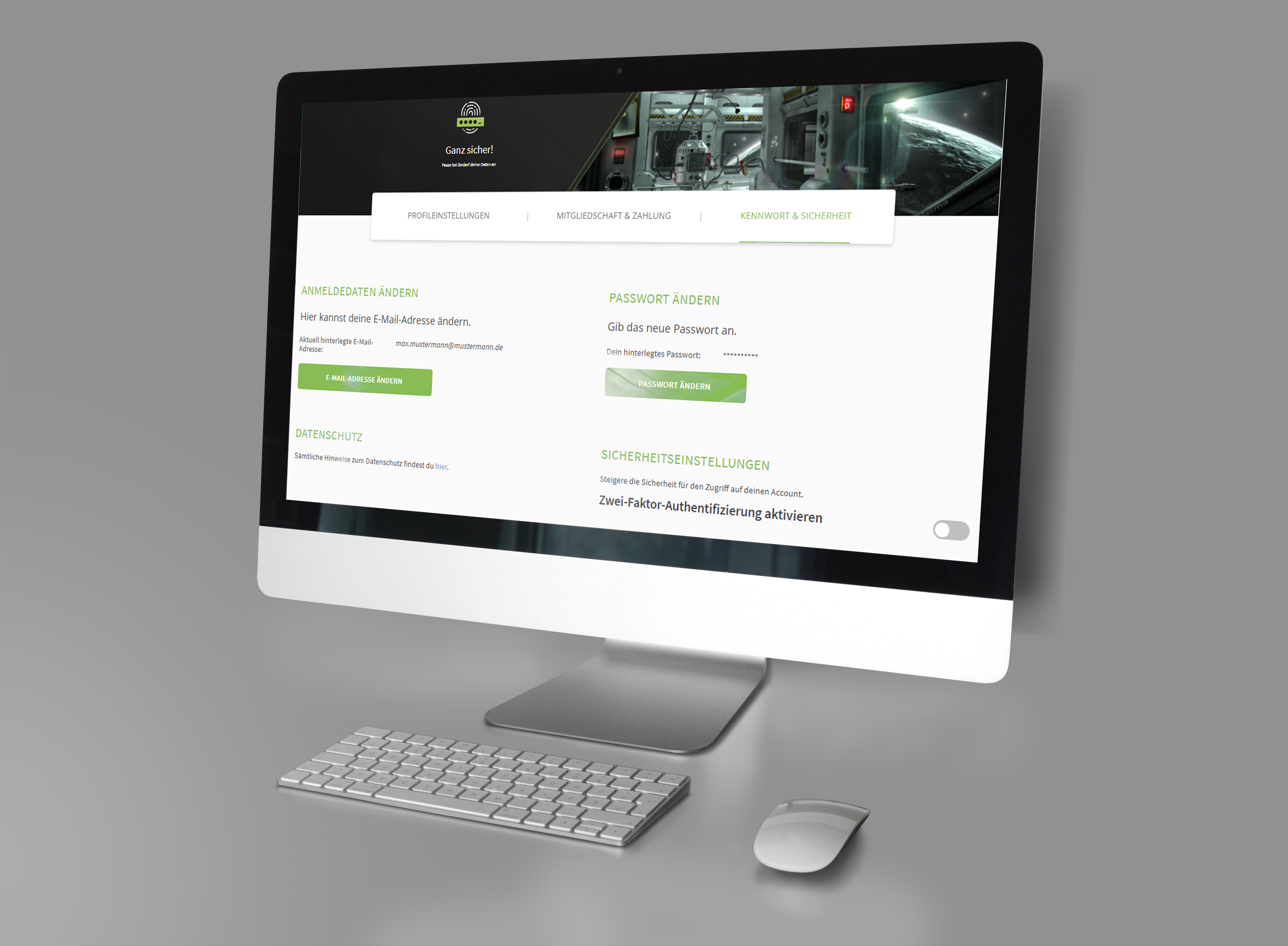Ändere im Bereich Kennwort & Sicherheit bei Bedarf deine E-Mail-Adresse und dein Passwort. Kennwort und Sicherheit auf TutKit.com