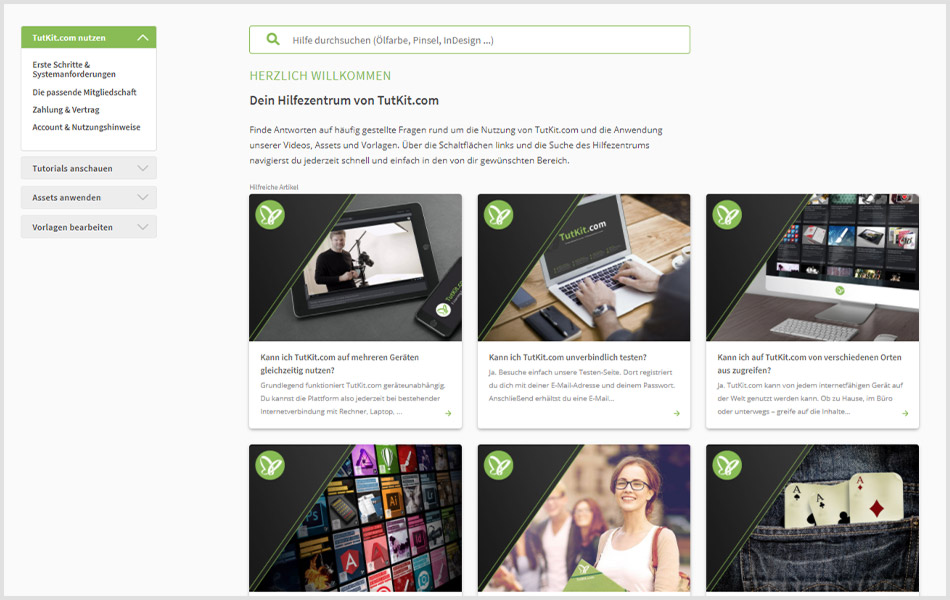Hier findest du Antworten: das brandneue Hilfezentrum von TutKit.com. Das Hilfezentrum von TutKit.com