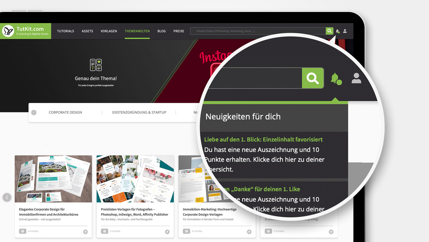 Notifications, Nachrichten und Mitteilungen auf TutKit.com