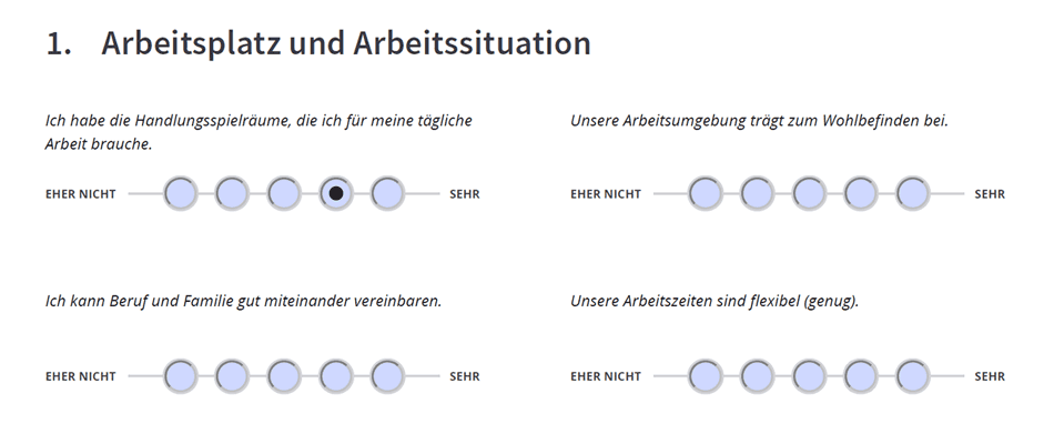 Einsatz von Bewertungsskalen zur Beantwortung von Fragen in einer Mitarbeiterbefragung Beispiel zum Einsatz von Bewertungsskalen zur Beantwortung von Fragen in einer Mitarbeiterbefragung