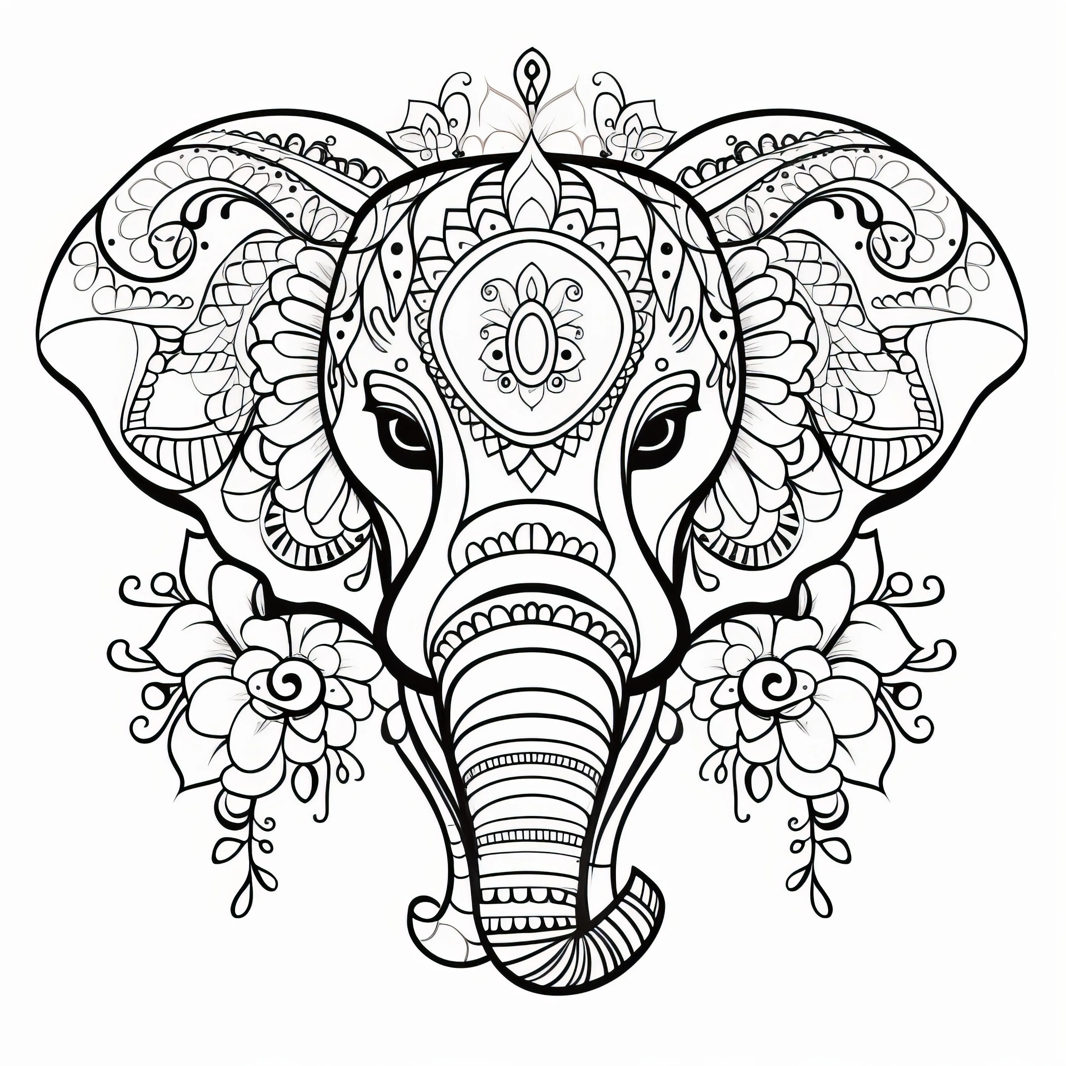 Mandala mit Elefant zum Ausmalen