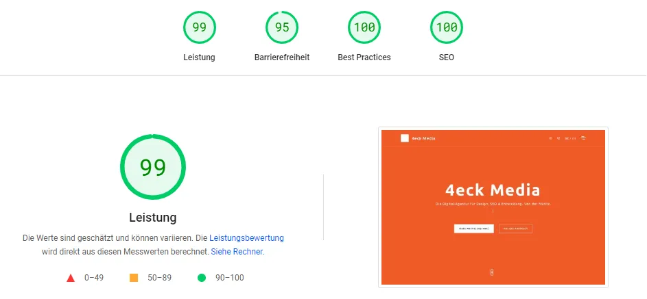 PageSpeed-Insights für 4eck-media - desktop