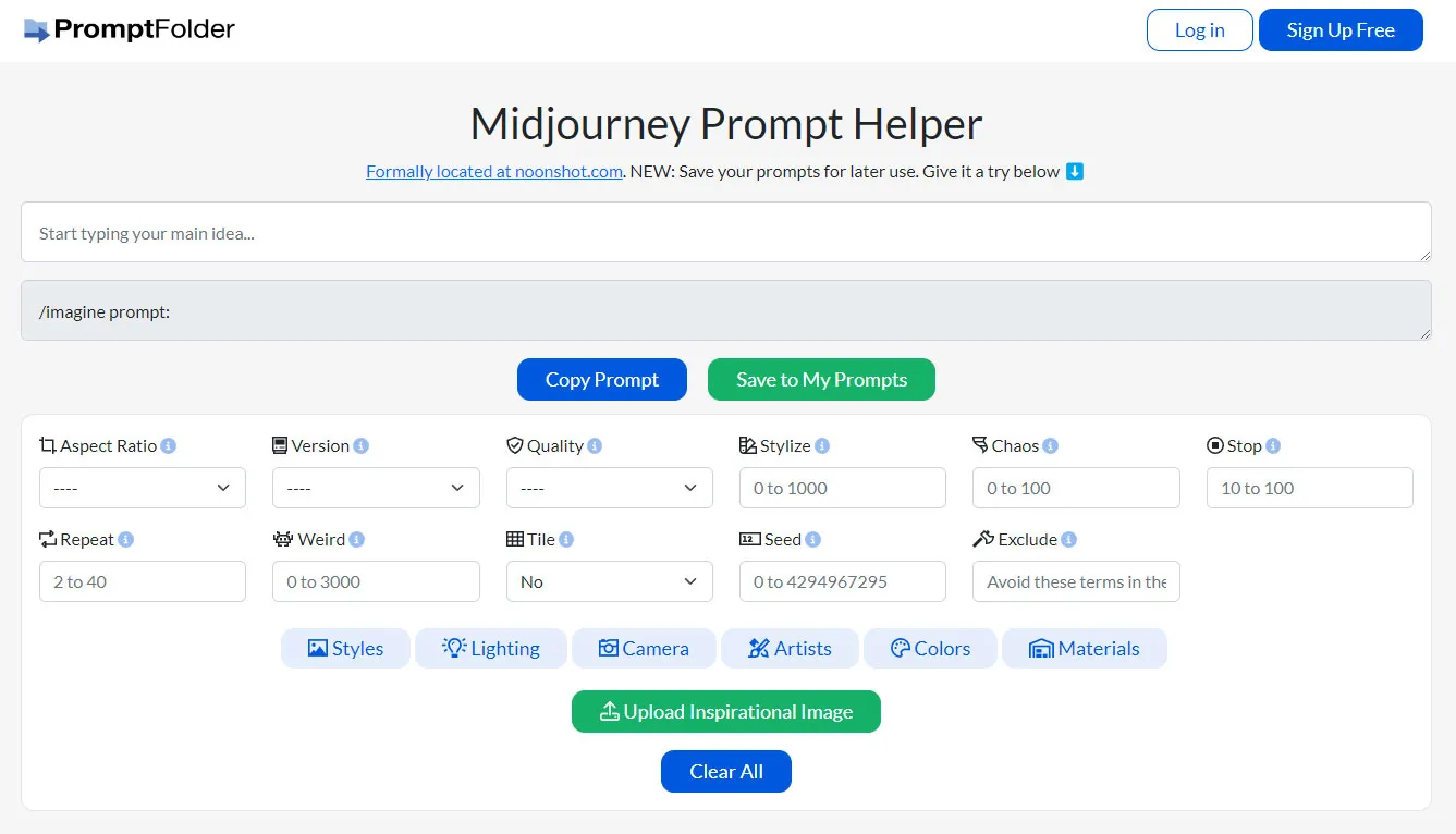 Midjourney Prompt Helper z PromptFolder