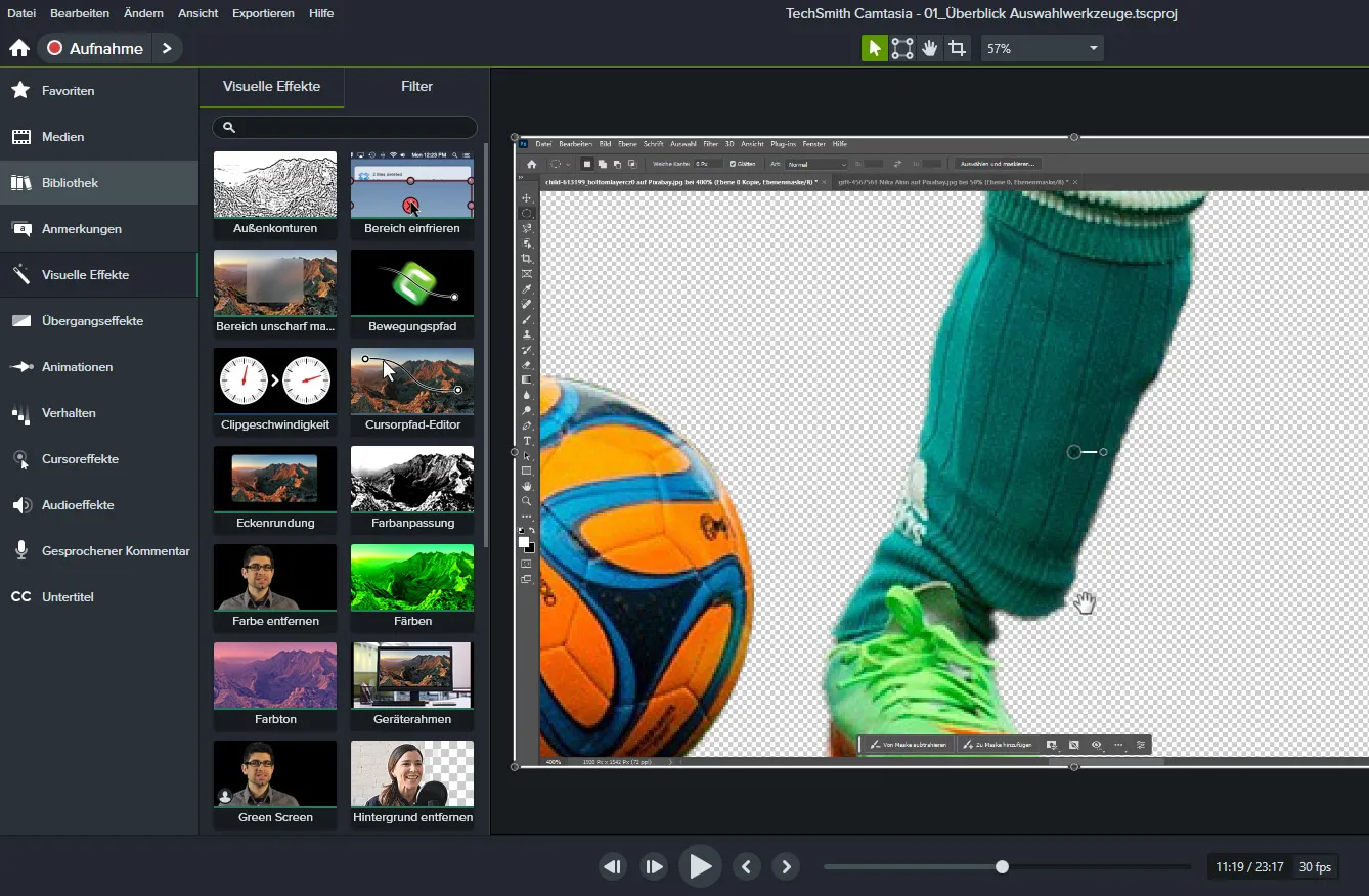 Visuelle Effekte in Camtasia - Videoschnittsoftware