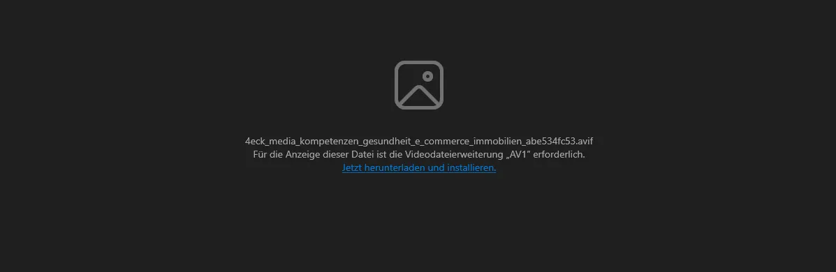 Chyba zobrazení AVIF v systému Windows
