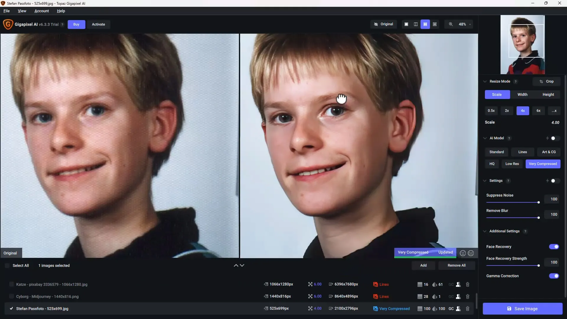 Zvětšení obrázků s programem Topaz Gigapixel. 