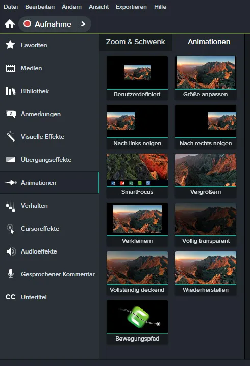 Camtasia ekran kaydı animasyonları