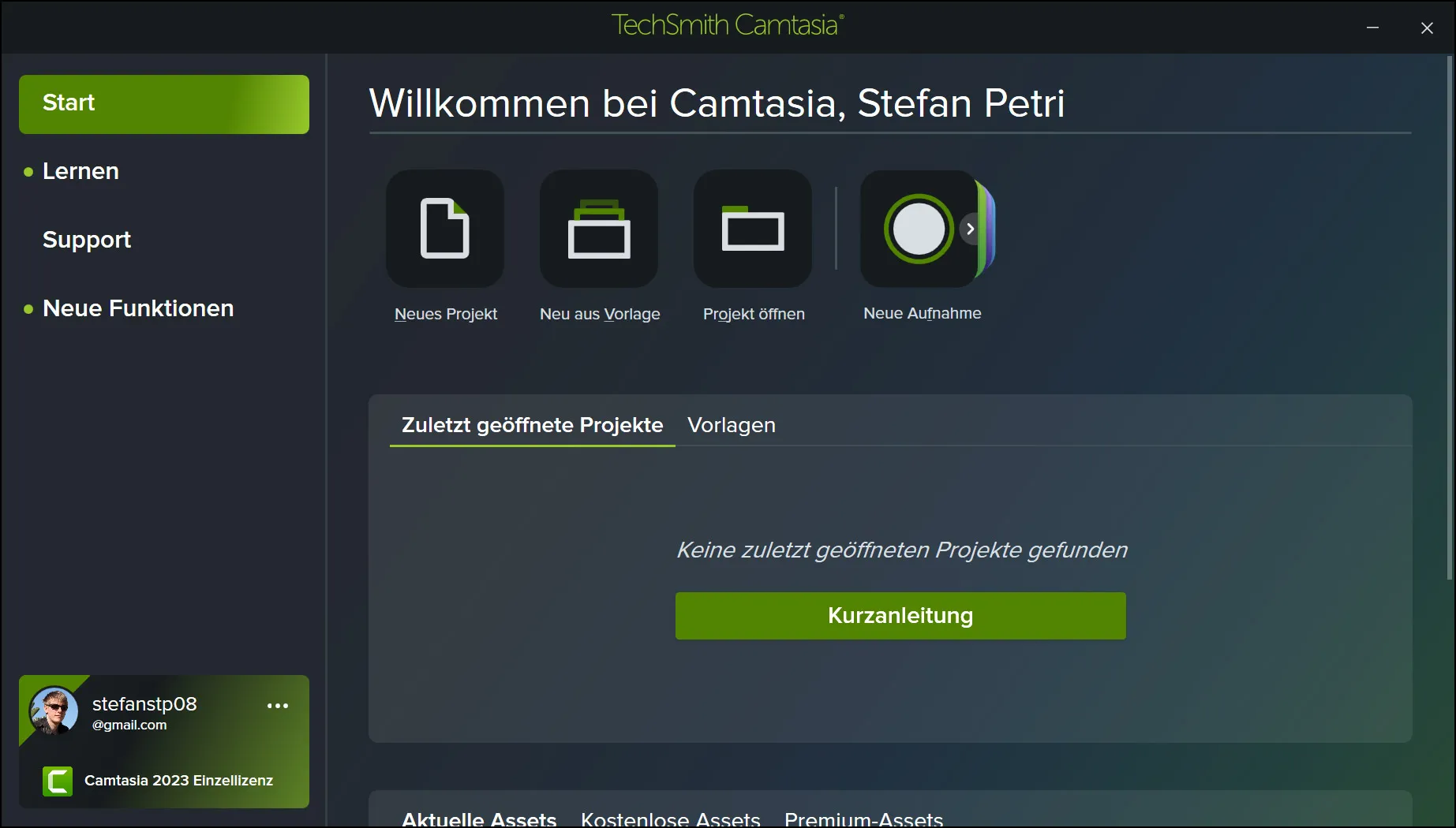 Camtasia Startscreen - Das beste Tool zur Bildschirmaufnahme 