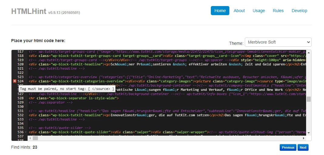 html kod görünümü